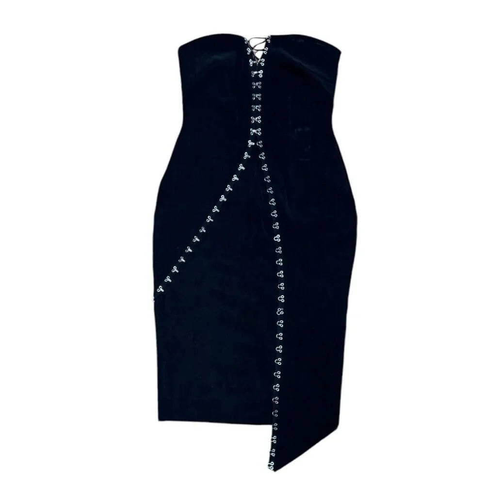 Bec + Bridge Sz 4 Dress Black Lace Up Corset Strapless Goth Party Punk Cocktail - Picture 4 of 10